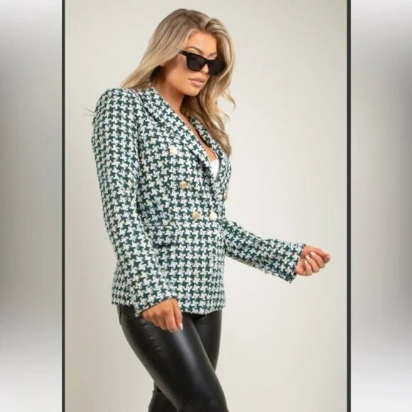 New Attentif Paris Golden Button Knitted Double Breasted Blazer, Size 38/M - Picture 4 of 17